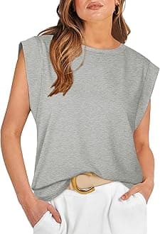 WIHOLL Cap Sleeve Tops for Women Summer Top Basic Tee Shirts Business Casual Tank Loose Fit 2026 Fashion