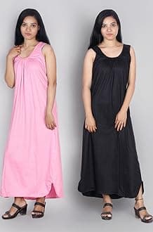 Rylie Women's Cotton Fabric Long Nighty Slip/Chemise - Full Length Camisole for Women - Plus Size Nighty - Kurti Slip