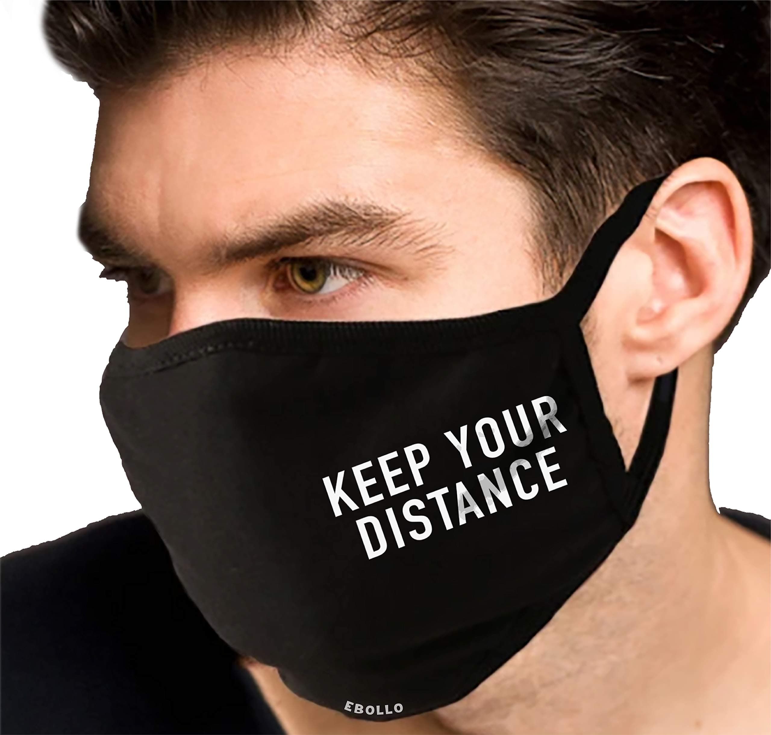 Keep Your Distance Washable Funny Face Mask (Black)