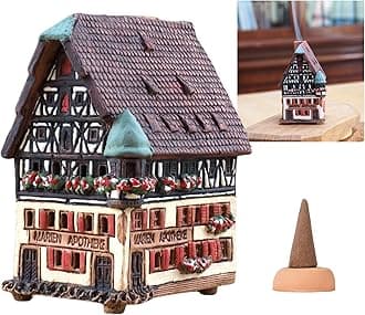 Ceramic Houses and Villages Collection - Handmade House Collectible Miniature of The Original Marienapotheke in Rothenburg Germany - Cone Incense Holder R278