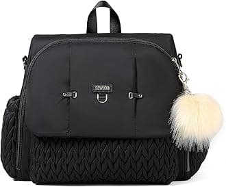 Allie Backpack Stylish Diaper Bag,Travel Baby Bag with Insulated Pockets,Changing Pad, Stroller Clips, Shoulder Strap (Black)