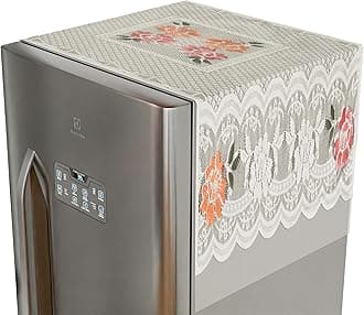 Kuber Industries Fridge Top Cover | Household Refrigerator Cover | Refrigerator Top Cover for Kitchen | Refrigerator Top Protector | Net Jhalar Fridge Top Cover | Cream