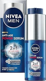 NIVEA MEN Anti-Age 2in1 Power Face Serum (30ml), Hydrating Serum with Thiamidol and Hyaluronic Acid, Reduces Deep Wrinkles and Dark Spots, Men's Face Moisturiser