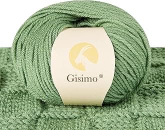100% Merino Wool Yarn, 6-Ply Luxurious and Soft Yarn for Hand Knitting & Crocheting, 1.76 OZ/50g, 127 yds/116 Meters(Grass Green, 1 Ball)