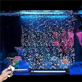 Submersible Bubble Aquarium Light：Multicolor RGB Fish Tank Light with Remote & Adjustable Brightness for Pet Plants Grow - Waterproof Submersible Led Lights for 5-10In Saltwater Tanks