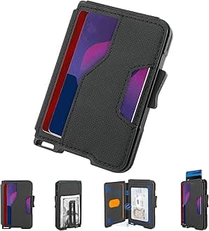 Wallet for Men, Slim Wallet for Men with Money Clip, Pop Up Card Case, RFID Blocking Bifold Wallets, Minimalist Leather Slots Credit Card Holder, Stonewashed Black, Minimalist