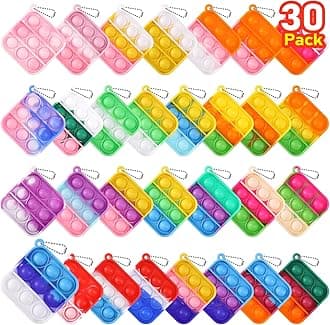 Kids Party Favors Fidget Toys Bulk 30 Pack Mini Pop Fidget Keychain Its Birthday Party Favors for Kids 4-8,8-12 Small Classroom Prizes It End of Year Gifts for Students from Teacher