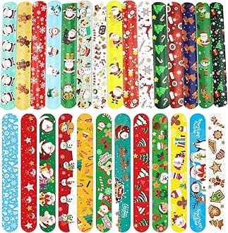 YAAVAAW 27 Piece Slap Bracelet for Children, Christmas Snap Bracelet, Slap Band Toy Child Party Gifts, Gift Bag Fillers for Birthday and Festive for Girls and Boys