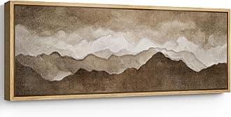 SIGNFORD Large Framed Canvas Print Wall Art Mountain Range Mist Illustrations Modern Art Calm Warm for Living Room, Bedroom, Office - 60"x20"