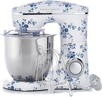 Laura Ashley 4.8 Quarts Electric Stand Mixer with Attachments - Easy to use Countertop Kitchen Mixer with Bowl - Cake, Dough Mixer Machine with Dough Hook, Beater, Egg Whisk & Handy Splash Cover