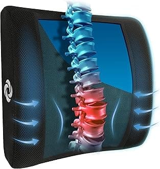 Samsonite Cooling Memory Foam Lumbar Support Pillow for Office Chair, Gaming Chair & Car Seat Automotive Ergonomic Back Cushion, Home Office Essentials, Sitting Comfort and Posture Relief Back Support