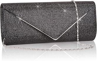 Larcenciel Women's Shiny Silver Glitter Evening Bag Envelope Clutch Bag