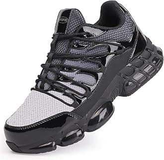 NIFOFISESteel Toe Shoes for Men Women Wide Composite Toe Comfortable Safety Sneakers Slip Resistant Work Shoes Lightweight Indestructible Steel Toe Tennis Shoes