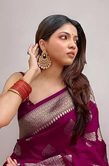 Women's Banarasi Saree Pure Kanjivaram Silk Saree Soft new ladies 2023 Design Wear Pattu Sarees Latest Cotton Party Sari collections With Blouse Piece for Wedding sadi (PARI 122 MAROON)