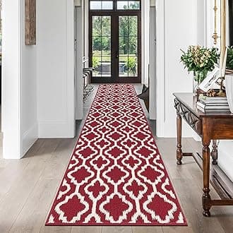 SHACOS Long Runner Rugs for Hallway Non Slip 60 x 240 cm Long Carpet Runner Hallway Hall Runner Narrow Runner Rug Washable Floor Carpet Runner Rug for Kitchen Entryway Laundry Room - Red