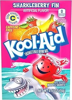 Kool-Aid Unsweetened Sharkleberry Fin Powdered Drink Mix, Caffeine Free, 0.16 oz Packet, Pack of 48 Count