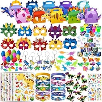 DMIGHT Dinosaur Party Favors, Dinosaur Birthday Party Supplies, Dinosaur Goodie Bags for Kids Birthday, Dino Gifts Bags Fillers Stuffers, Dinosaur Themed Party Toys