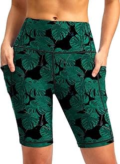 SANTINY Women's 8''/12'' High Waisted Swim Shorts with Pockets UPF50+ Long Board Swimming Shorts for Women with Liner