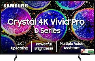 Samsung 138 cm (55 inches) D Series Brighter Crystal 4K Vivid Pro Ultra HD Smart LED TV UA55DUE77AKLXL (Black)