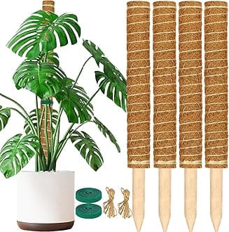 ALENEY Moss Pole, 4 Pack 17inch Monstera Plant Support Stackable Moss Poles for Plants, Coir Totem Pole Tall Moss Pole for Climbing Plants, Sphagnum, Indoor Potted Plants - Can Stacked Up to 56’’