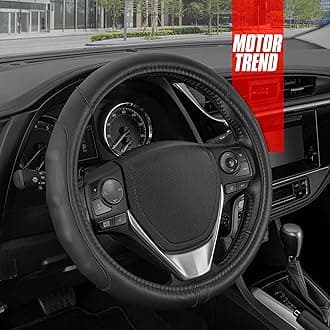 Motor Trend GripDrive Synthetic Leather Auto Car Steering Wheel Cover Black Comfort Grip - Standard 15 inch