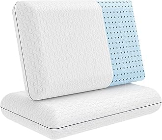 Vaverto Memory Foam Pillow 2-Pack – Cooling Gel-Infused Orthopedic Pillows for Neck and Shoulder Pain Relief, Firm Support with Removable Viscose Made from Bamboo Covers – Set of 2 Standard Size