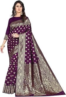 Sugathari Women's Banarasi Saree Pure Kanjivaram Silk Saree Soft new ladies 2023 Design Wear Pattu Sarees Latest Cotton Party Sari collections With Blouse Piece for Wedding sadi (PARI S-1 MAROON)