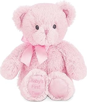 Bearington Collection Teddy Bear for Baby Girl - 18" Pink Plush - Soft Cuddly Stuffed Animal - First Teddy Bear for Newborn & Infant Nursery Gift