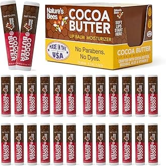 Nature's Bees Cocoa Butter Lip Balm, Shea Butter Flavor, Hydrating Lip Care for Dry Lips, Made in the USA with Coconut Oil, Beeswax, Vitamin E, & Aloe, 0.15 oz Each, 24 Pack - Packaging May Vary
