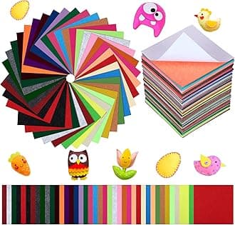 Kinlop 80 Pcs Adhesive Felt Fabric Sheets Craft Multi Colored Sticky Soft Felt Sheets Squares Paper Sheet with Adhesive Backing for Sewing DIY Craft Decoration(4 x 4 Inch)