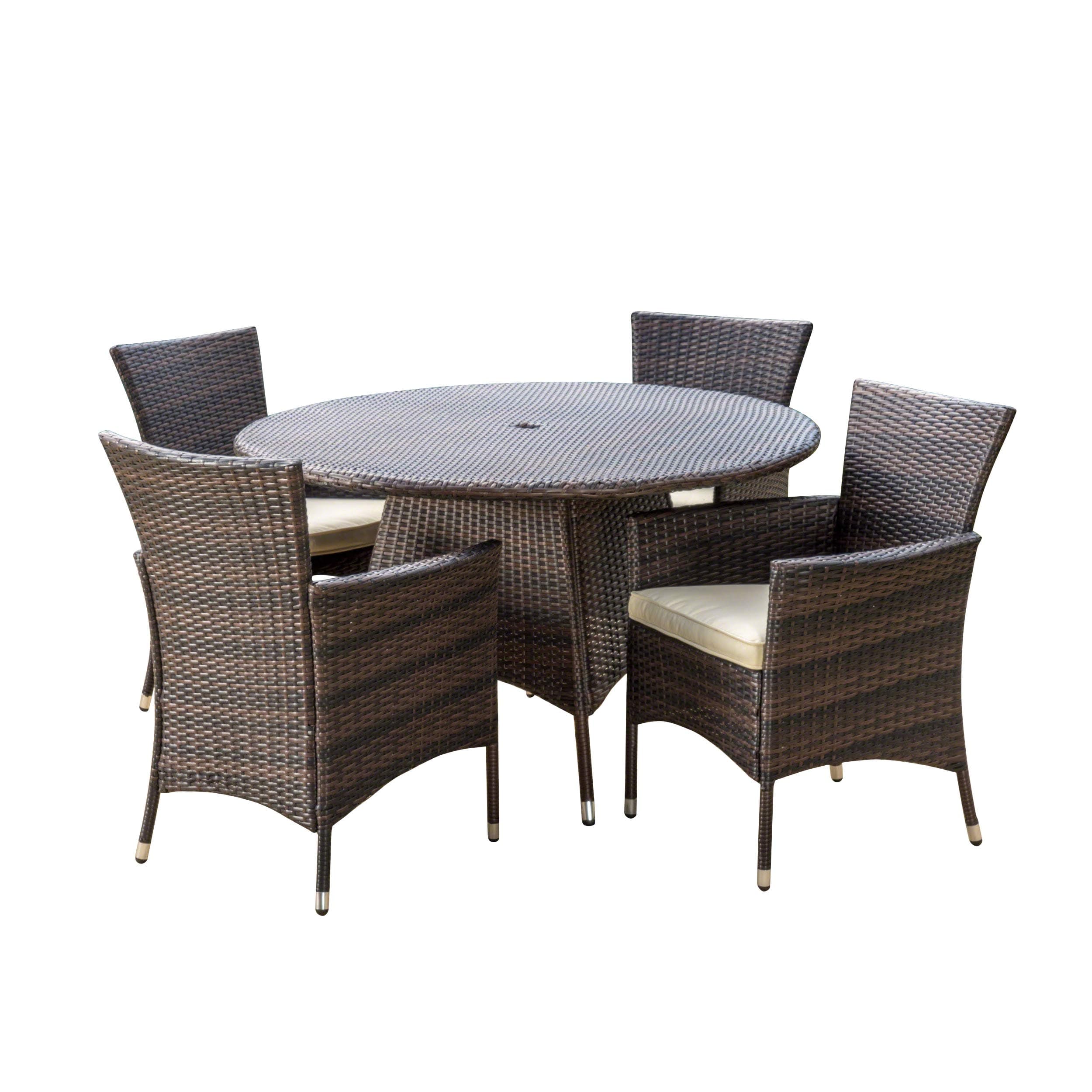 Rodgers Outdoor Wicker Dining Set, 5-Pcs Set, Multibrown