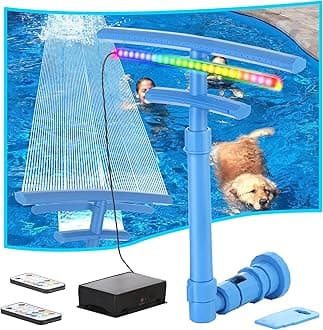 Pool Fountain for Above and Inground Pools, Upgraded Dual Waterfall with 9 Color LED Lights and 4 Modes, 360° Adjustable Pool Sprinkler Fountain Pool Cooler Pool Accessories Pool Decor (Blue)