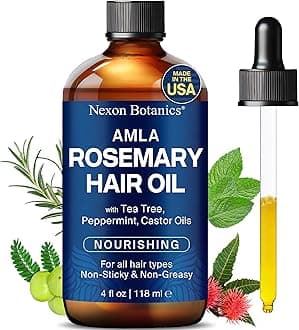 Amla Rosemary Hair Oil 4 fl oz - Nourishing Oil for Hair Growth & Dry Scalp - With Mint, Castor & Tea Tree Oils - For Damaged, Curly, Frizzy Hair - Men & Women