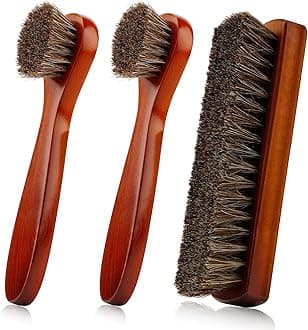 Shoe Cleaning Kit Shoe Brush 3 Pieces Boot Brush Shoe Cleaning Brush Shoe Brushes for Cleaning Horse Hair Brush for Leather Leather Shoes Boot Cleaning Brush Care Clean Dauber Applicators