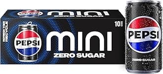 Pepsi Zero Sugar Cola Soda Pop, 7.5 Ounce Mini Cans, (10 Pack)