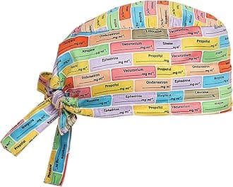 Printed Satin Scrub Cap Unisex with Sweat Band