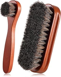 2 Pcs Horsehair Shine Shoes Brush Kit Polish Dauber Applicators Cleaning Leather Shoes Boots Care Brushes Suede Cleaner Brush(2 Pcs Style F)