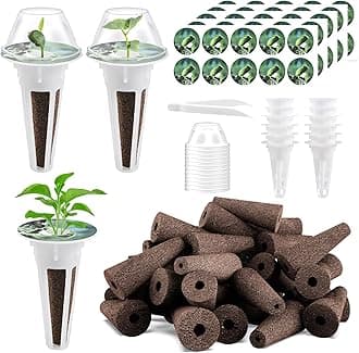 80pcs Hydroponic Seed Pod Kit, Compatible with Aerogarden and All Brands - Grow Anything Indoor Garden System - Includes 20 Grow Sponges, 20 Baskets, 20 Labels and Tweezer for Easy Planting