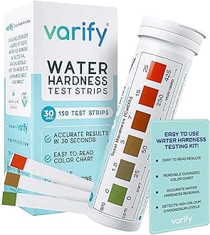 Premium Water Hardness Test Kit | Fast and Accurate Hard Water Quality Testing Strips for Water Softener Dishwasher Well Spa Pool, etc. | 0-425 ppm | Calcium and Magnesium Total Hardness (150 Strips)