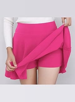 DJT Women's Skirts Stretchy High Waist Pleated Casual Mini Skater Skirts with Shorts