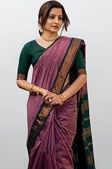 SGF11 Women's Kanjivaram Soft Cotton Linen Silk Saree With Blouse Piece
