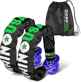 Rhino USA Synthetic Soft Shackle Rope (2-Pack) - 1/2 Inch x 22 Inch (44,050lb Min Break Strength) Offroad Soft Shackle Recovery Kit for Truck, UTV, ATV - Compatible with Jeep, Toyota, Ford & More!