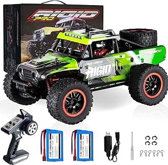 1:14 Scale RC Car - Fast 50 KMH Remote Control 4X4 Truck for Adults Boys - 2.4 GHz All Terrains Dune Buggy Off-Road Monster Truck Short Course Car With 2 Batteries (Green)