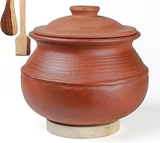 Craftsman Clay Rice Handi/Earthen/Mud/Mitti Pot with Lid for Cooking and Serving 3 Liter