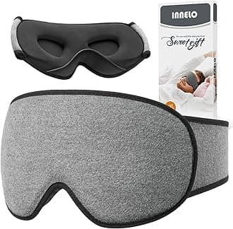 INNELO Sleep Mask, Ultra Soft Breathable Eye Mask for Side Sleeping with Adjustable Strap, Comfortable Wearing, 3D Sleeping Mask for Men, Women for Travel, Shift Work, Nap Sleeping, Grey