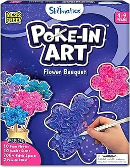 Skillmatics Poke-in Art - Flower Bouquet, DIY Craft Kits, Mess-Free Fun for Kids, Creative Activity, Gifts for Girls & Boys Ages 4, 5, 6, 7, 8, 9
