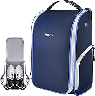 YOREPEK Golf Shoe Bag, with 3 Pockets for Socks, Gloves, Tees, Balls, Brush, Designed with a Buckle Top Carry Handle, Zippered Sport Shoe Carrier Bags with Ventilation, Golf Gifts for Men Unique,Blue