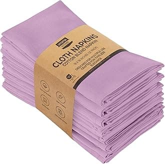 Utopia Kitchen Lavender Cloth Napkins [12 Pack, 18x18 Inch] Cotton Blend Washable and Reusable Table Dinner Napkins for Hotel, Lunch, Restaurant, Weddings, Event and Parties