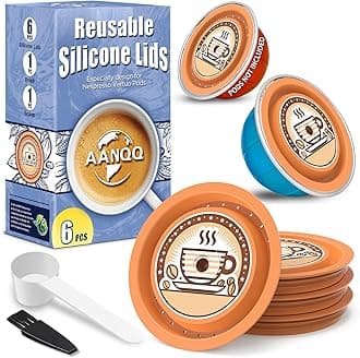 AANQQ Reusable Lids for Nespresso Pods Vertuo, 6pcs Food Grade Silicone Caps for Any Sizes of Reusable Nespresso Vertuo Pod Refillable Vertuo Capsule (6pcs Silicone Lids-No Capsule)