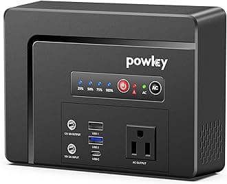 Powkey Portable Power Station 100W, 97Wh Small Portabl Generator with AC Outlet, Fast Charging PD65W USB C, USB A, DC Port, 26400mAh Portabe Laptop Charger for Outdoor Camping RV Home Battery Backup